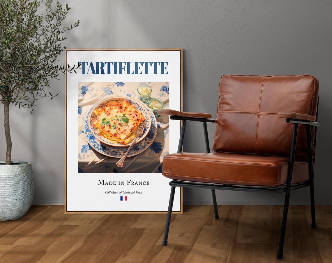 Tartiflette on Maiolica Tile Plate, French Food Art Print - Image 4