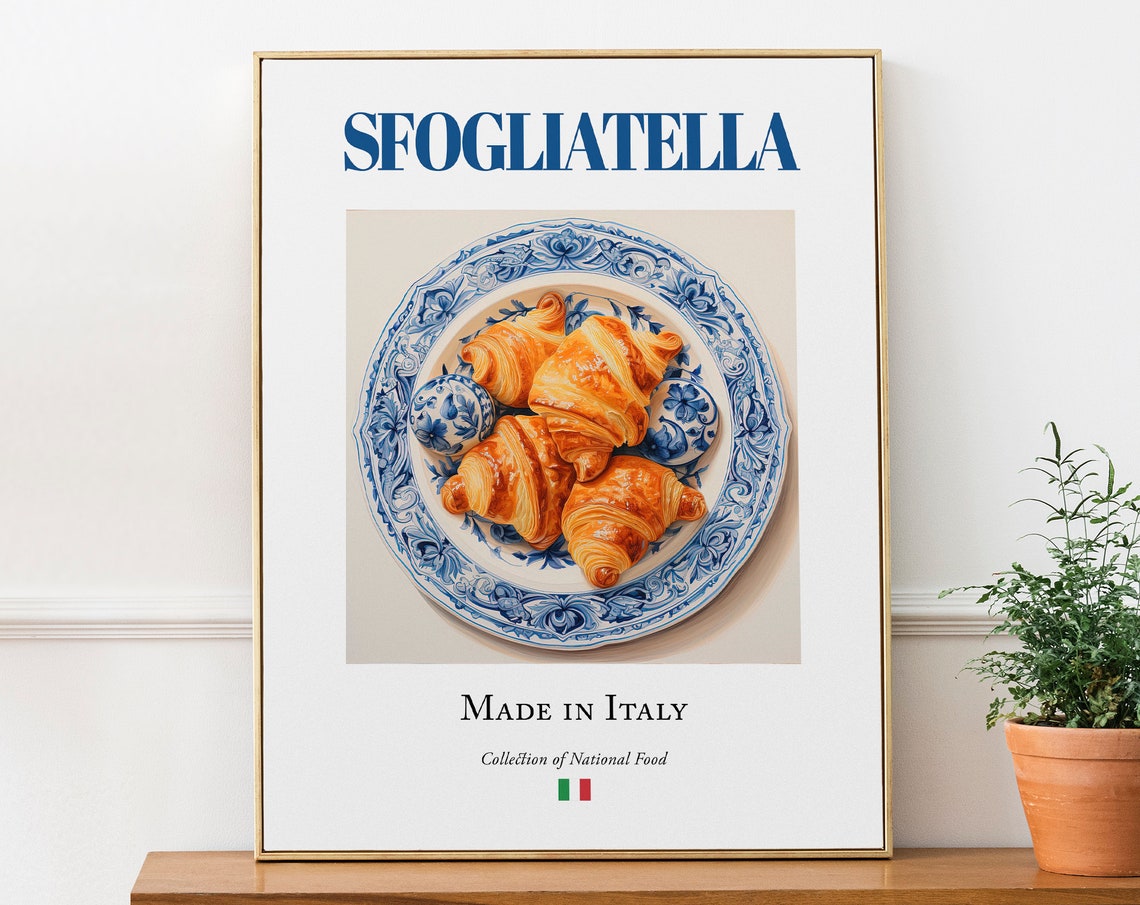 Sfogliatella on Maiolica Tile Plate, Italian Food Art Print