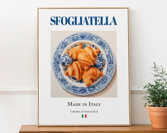 Sfogliatella on Maiolica Tile Plate, Italian Food Art Print