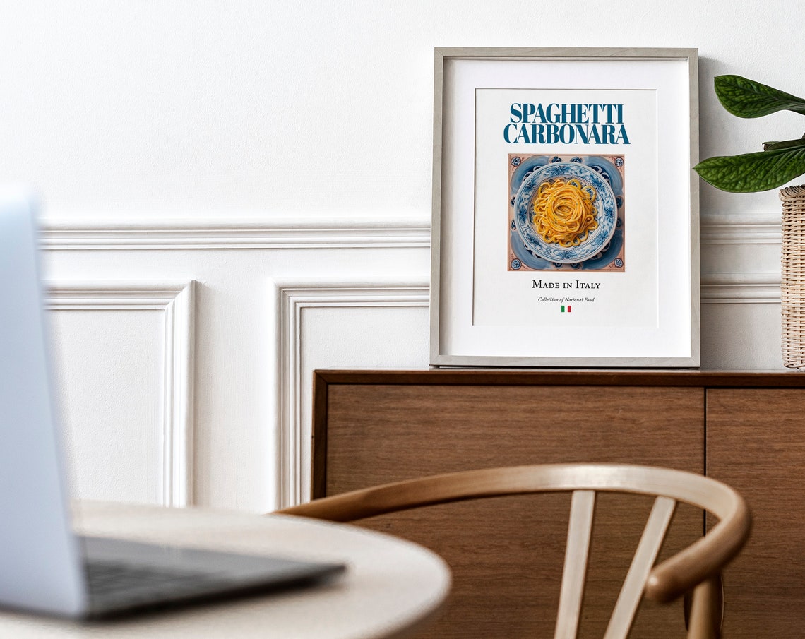 Spaghetti Carbonara On Maiolica Tile Plate, Poster - Image 3