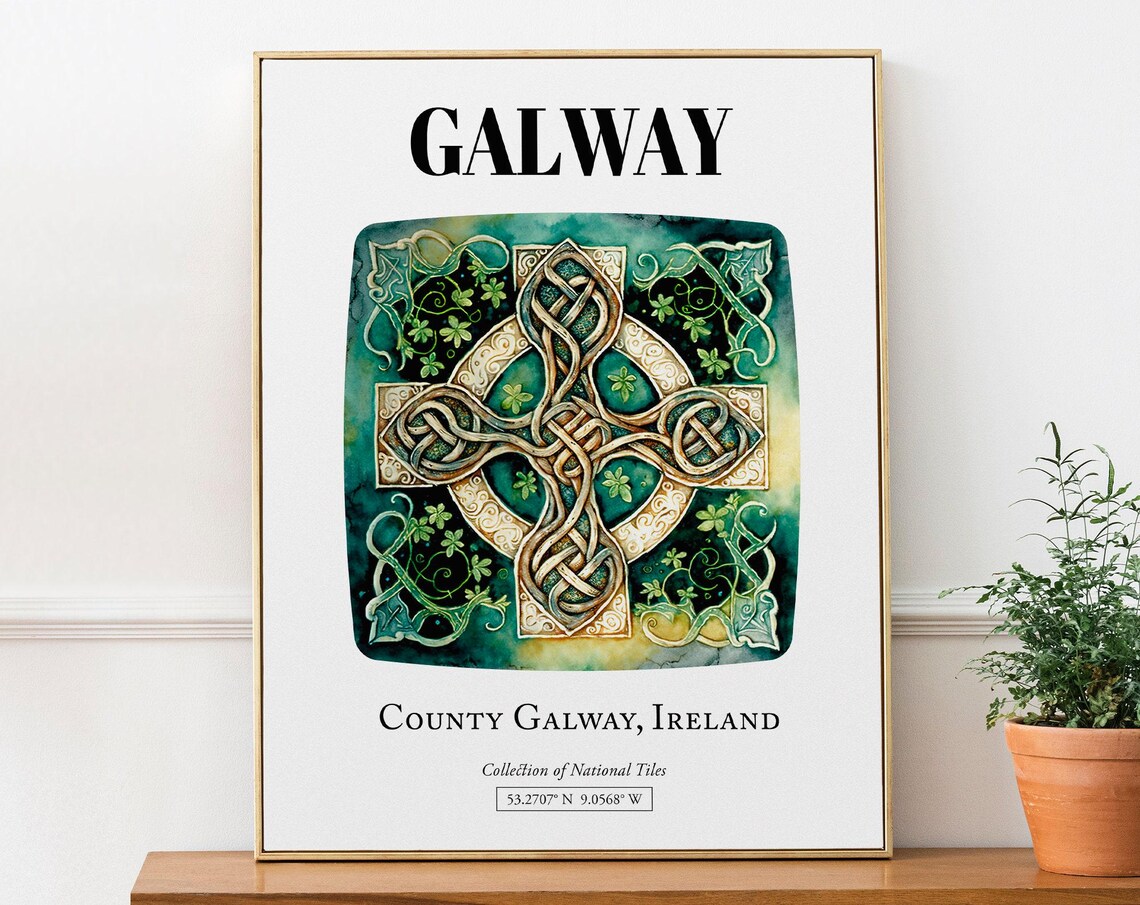 Galway County Ireland Traditional Tile Pattern Poster