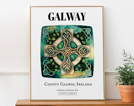 Galway County Ireland Traditional Tile Pattern Poster