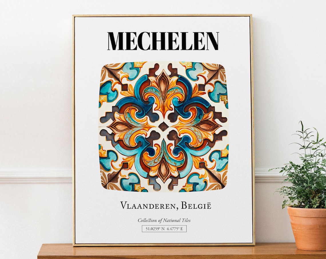Mechelen Vlaanderen Belgi Traditional Tile Pattern Art Print