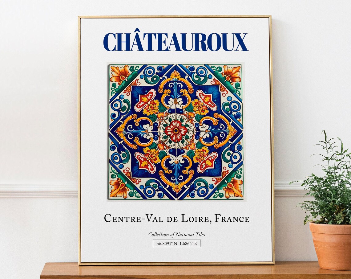 Chteauroux Centre-Val De Loire France Folk Tile Travel Poster
