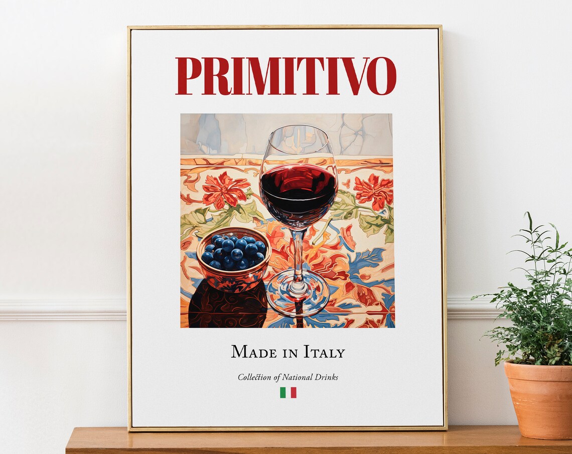 Primitivo On Maiolica Tile, Traditional Italian Poster