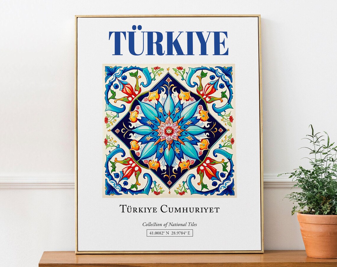 Turkey Folk Traditional Tile Poster, Bathroom Decor