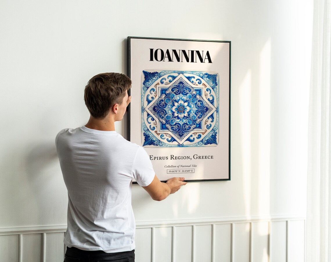 Ioannina Timeless Tile Art Poster, Greek Elegance - Image 3