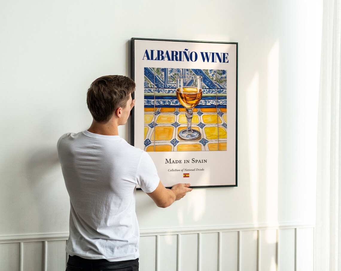 Albariño Wine On Maiolica Tile, Kitchen Bar Poster - Image 3
