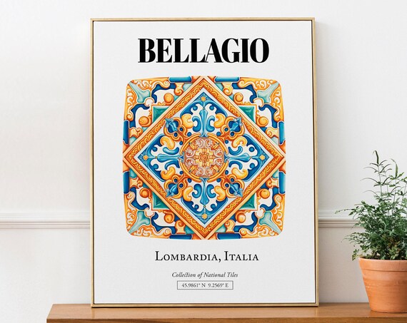 Bellagio Lombardia Italy Folk Tile Pattern Art Print