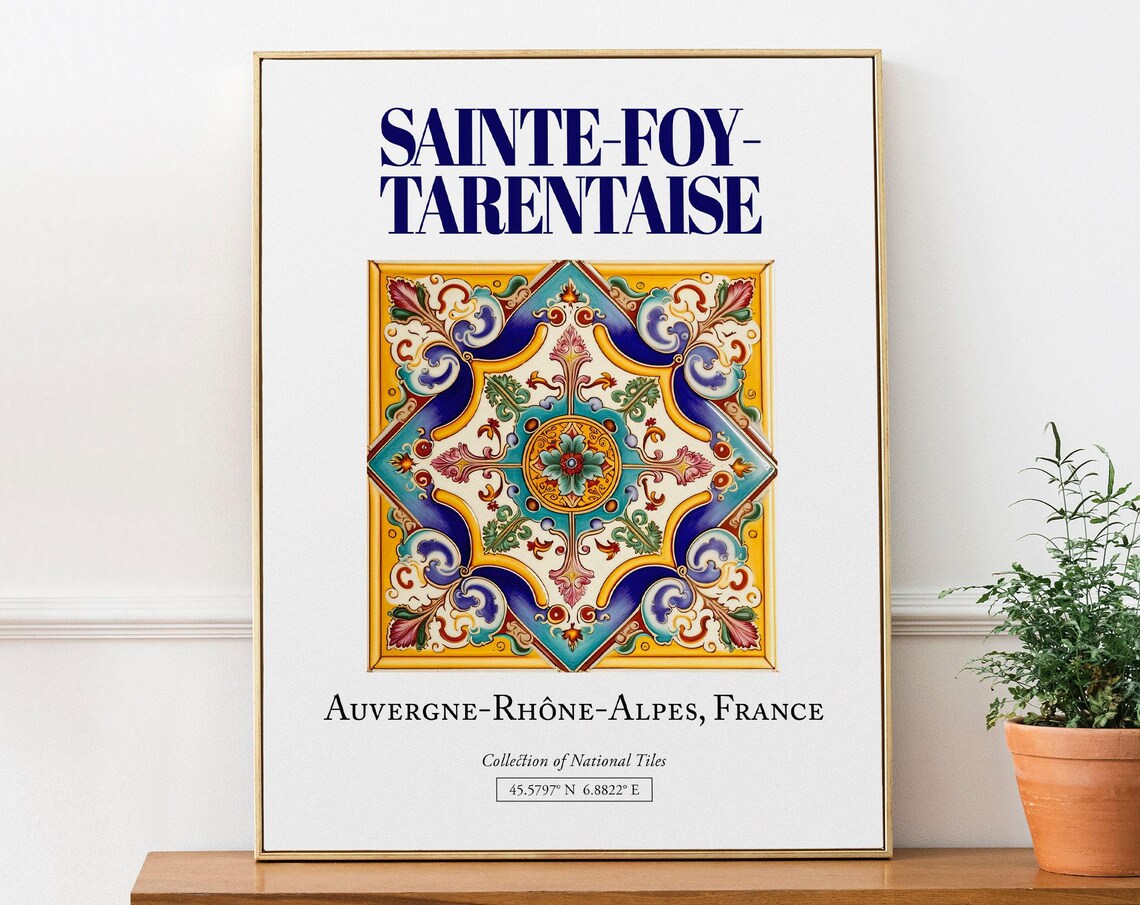 Saintefoy Tarentaise, France Traditional Tile Travel Poster