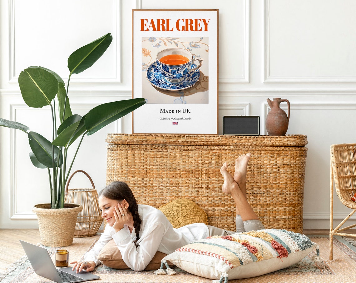 Earl Grey on Maiolica Tile, English Beverage Poster - Image 2