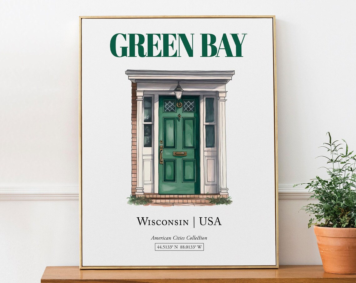 Green Bay Wisconsin USA Minimalist Watercolor Art Print