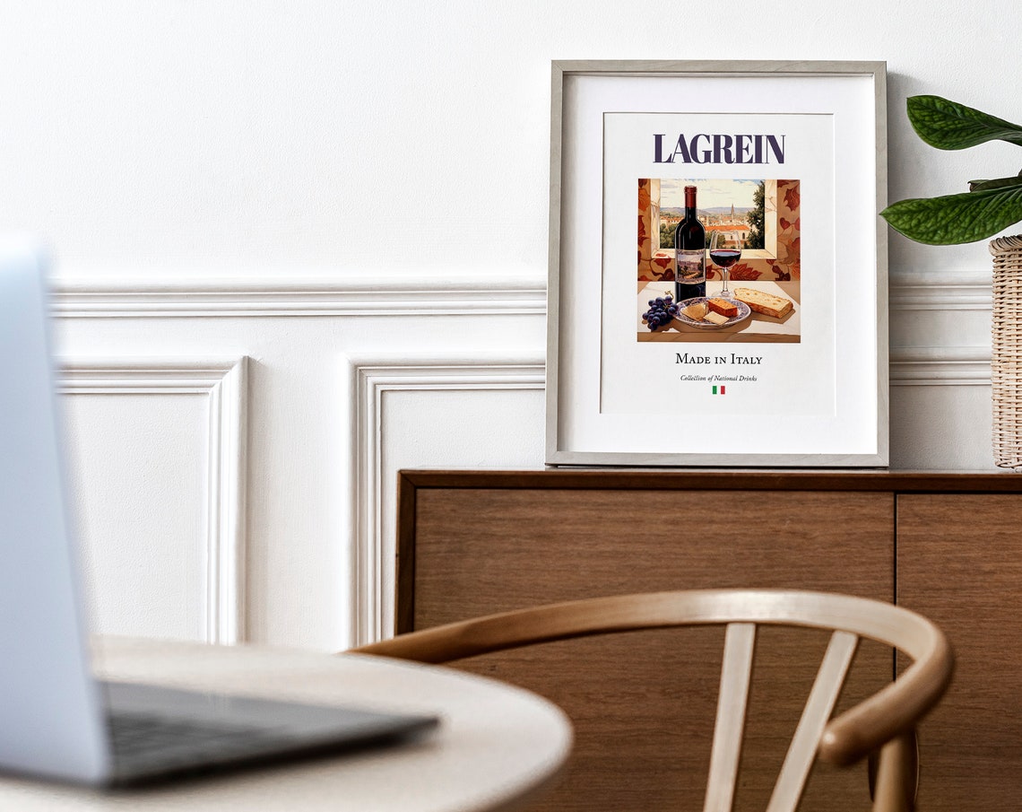 Lagrein on Maiolica Tile, Italian Beverage Art Print - Image 4