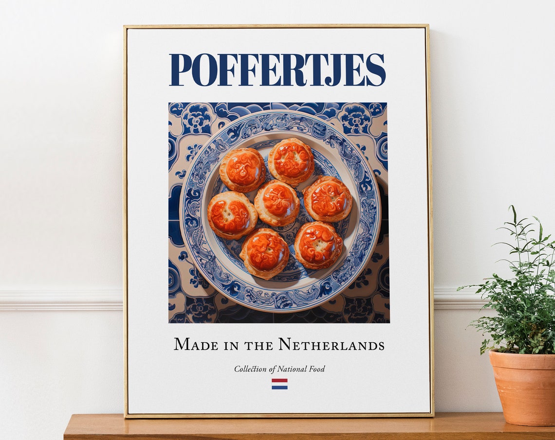 Poffertjes on Maiolica Tile Plate, Dutch Food Art Print