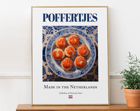 Poffertjes on Maiolica Tile Plate, Dutch Food Art Print