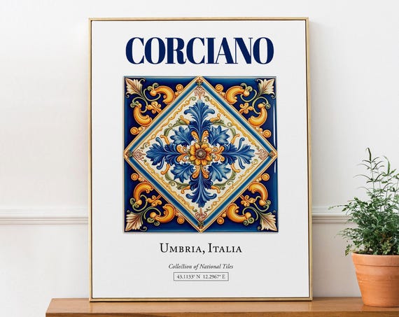 Corciano Umbria Italy Folk Maiolica Tile Poster