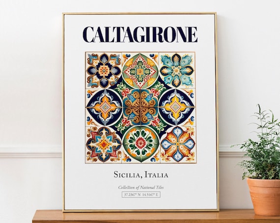 Caltagirone Sicilia Italy Folk Maiolica Tile Poster