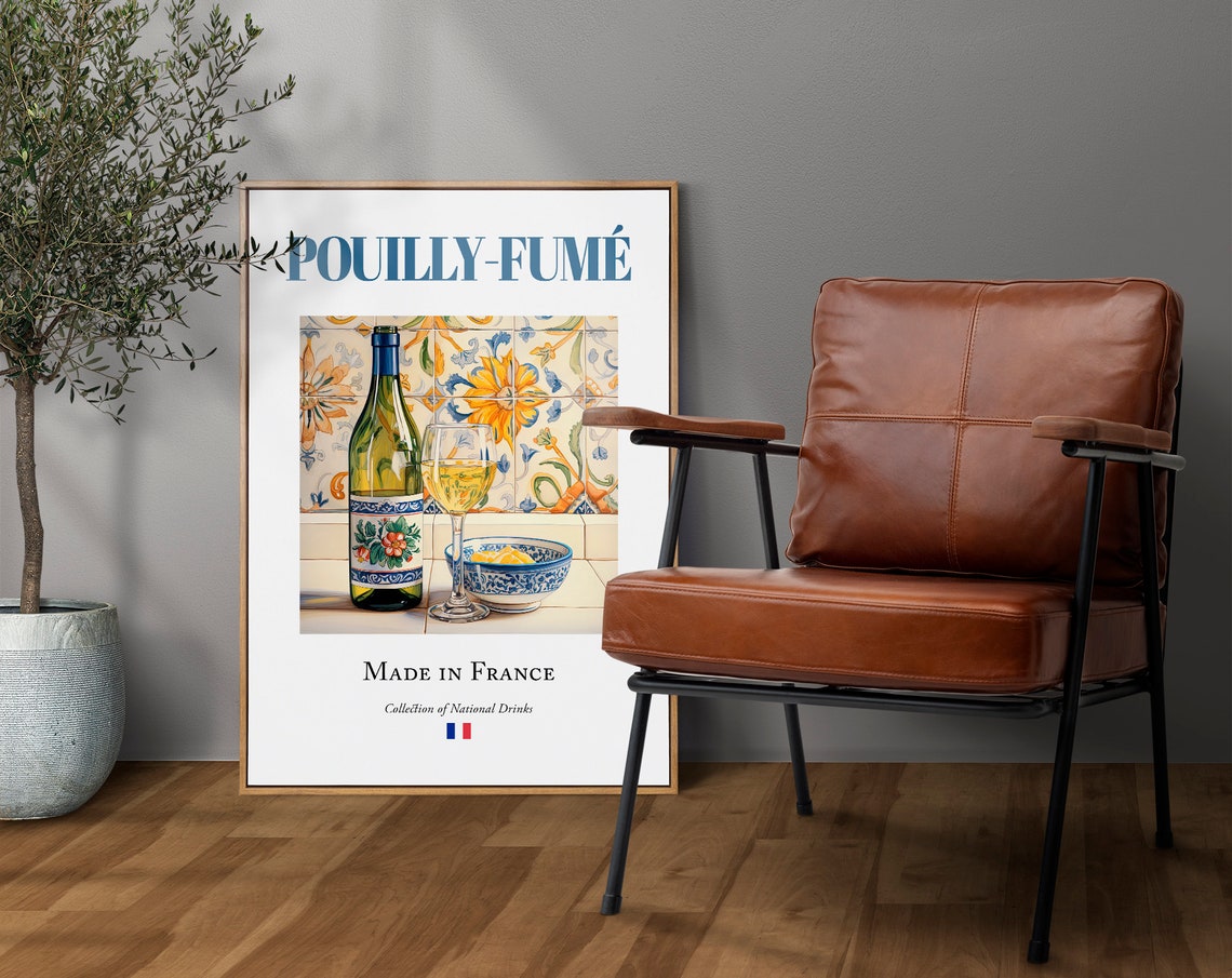 Pouilly-Fumé Maiolica Tile Kitchen Bar Art Print - Image 4