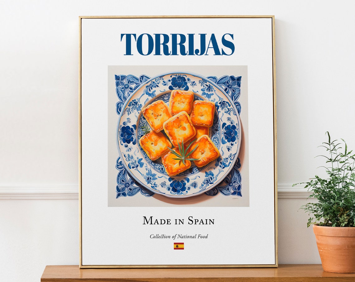 Torrijas on Maiolica Tile Plate, Spanish Food Art Print