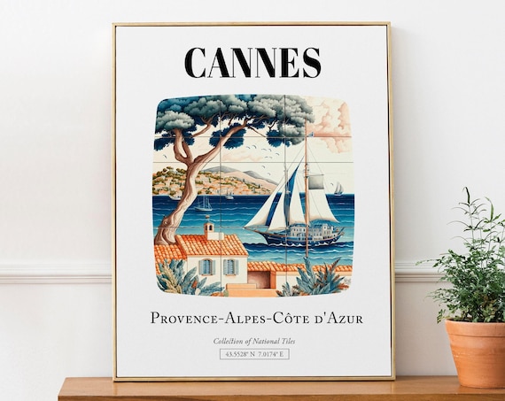 Cannes, France Traditional Tile Pattern Art Print