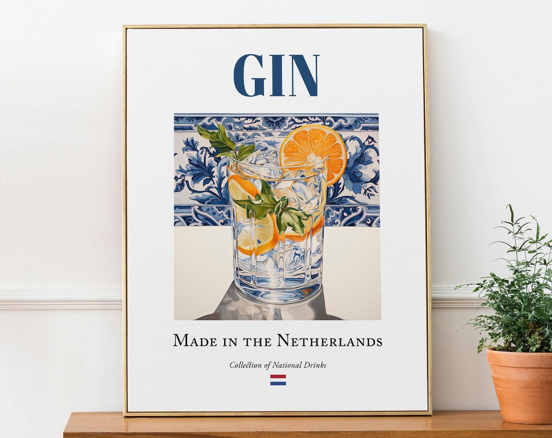 Gin On Maiolica Tile, Dutch Beverage Art Print
