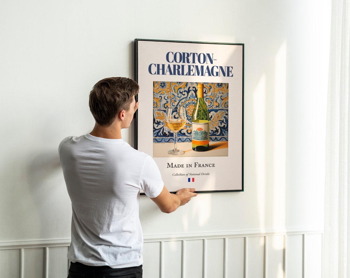 Corton-Charlemagne Maiolica Tile Drink Art Print - Image 3