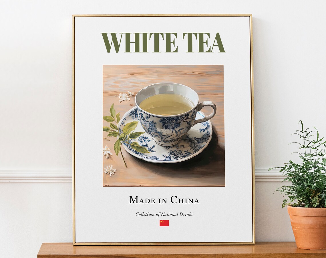 White Tea On Maiolica Tile, Chinese Beverage Art Print
