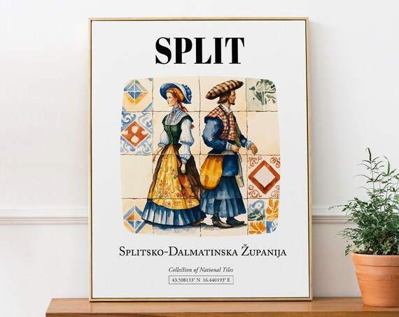 Split Croatia Traditional Tile Folk Costumes Art Print