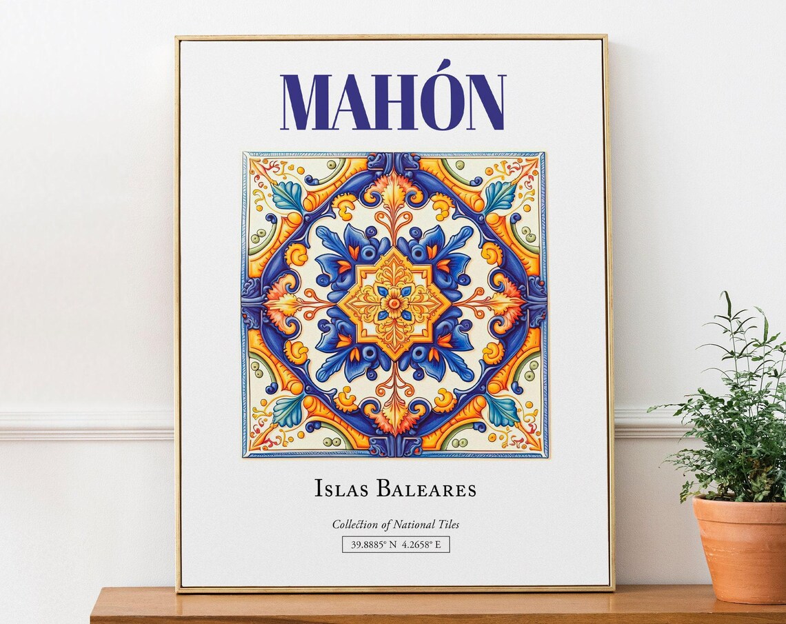 Mahn Ma Islas Baleares Spain Folk Tile Art Print