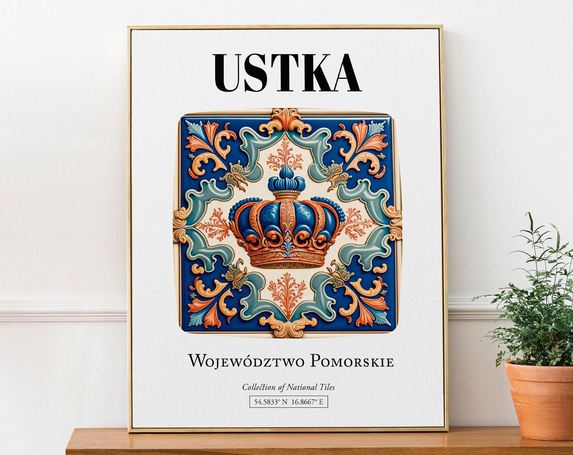 Ustka Wojewdztwo Pomorskie Tile Pattern Travel Poster