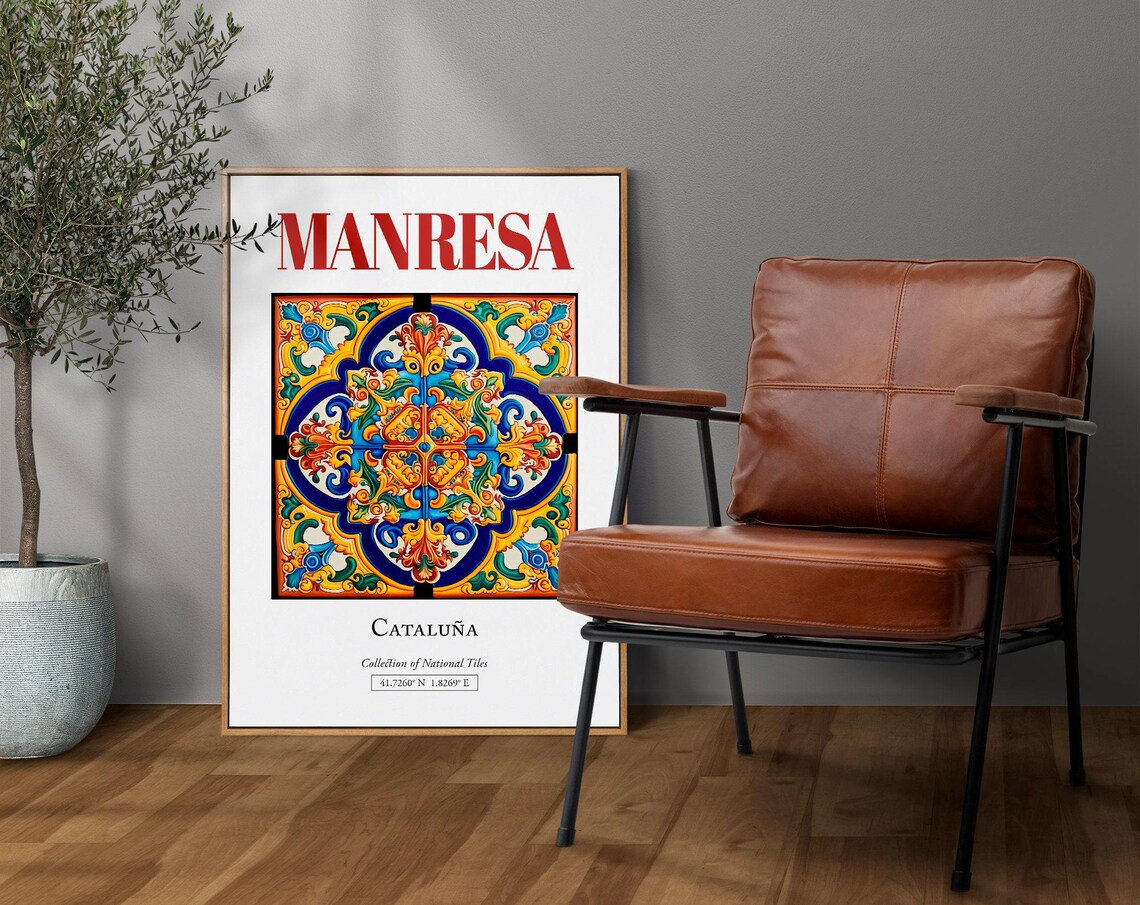 Manresa Catalonia Spain Traditional Tile Travel Poster