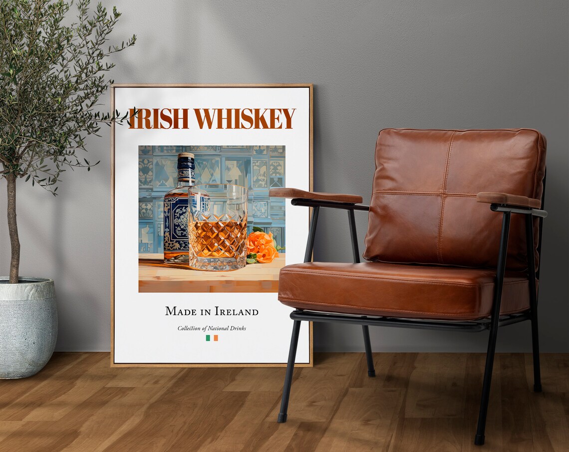 Irish Whiskey Maiolica Tile Drink Art Print, Kitchen Bar - Image 3
