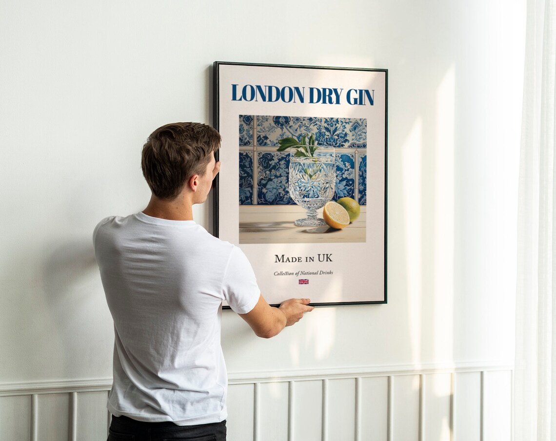 London Dry Gin on Maiolica Tile, Kitchen Bar Poster - Image 3
