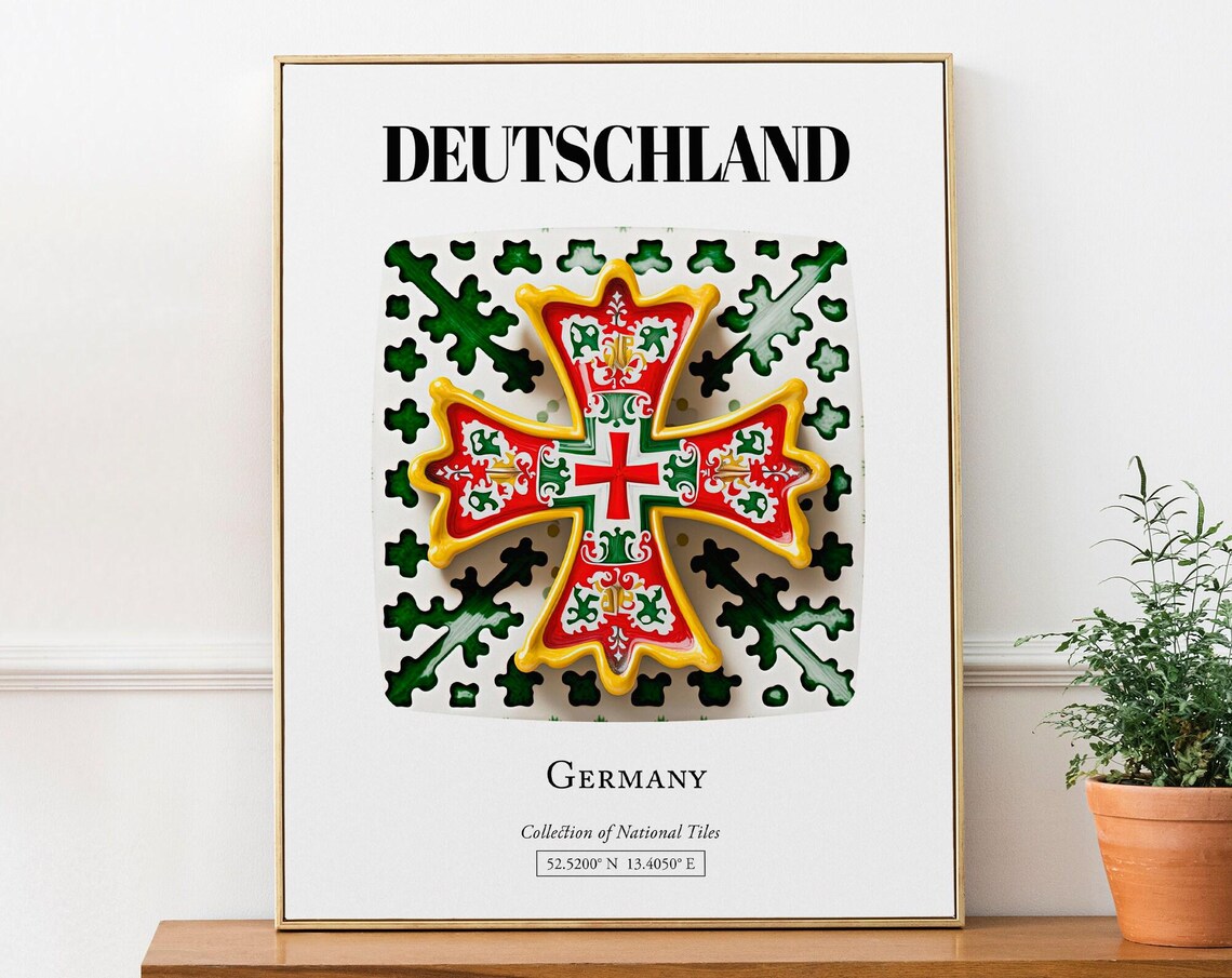 Deutschland Germany Traditional Tile Pattern Art Print