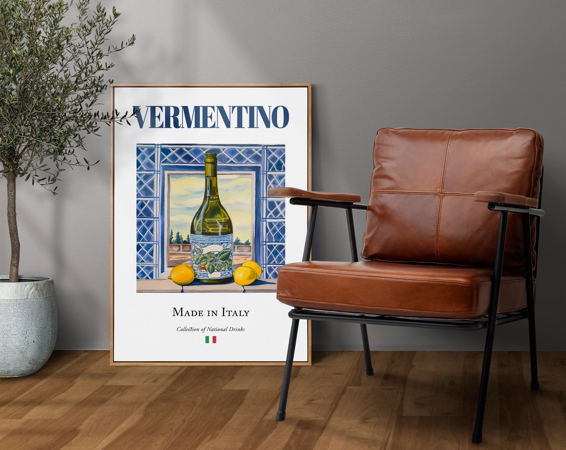 Vermentino On Maiolica Tile, Italian Beverage Art Print - Image 4