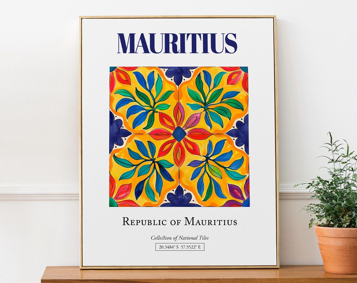Mauritius Republic Traditional Tile Art Print