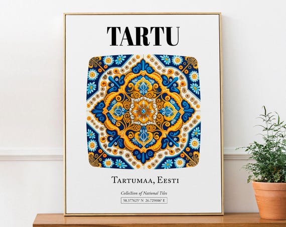 Tartu Tartumaa Traditional Tile Pattern Art Print