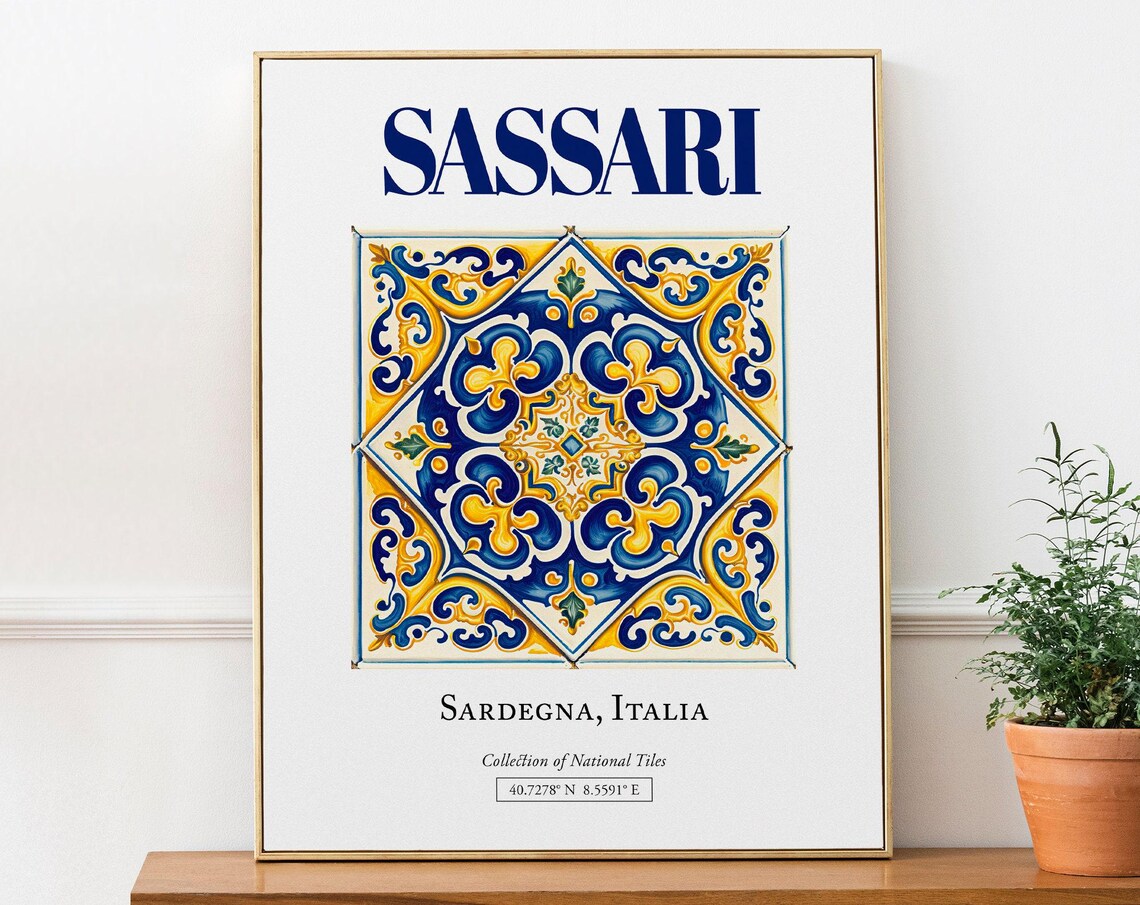 Sassari Sardegna Italy Traditional Maiolica Tile Art Print