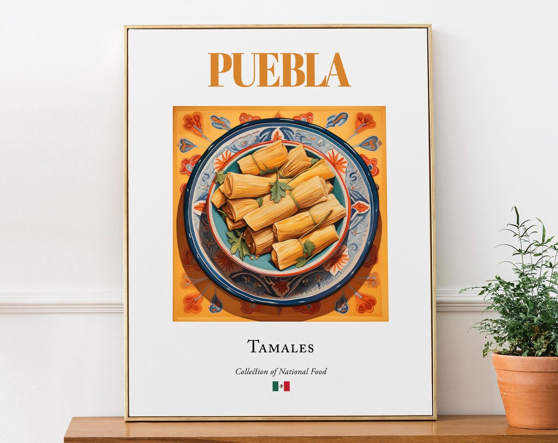 Puebla Tamales Mexican Corn Dough National Food Dish Art Poster