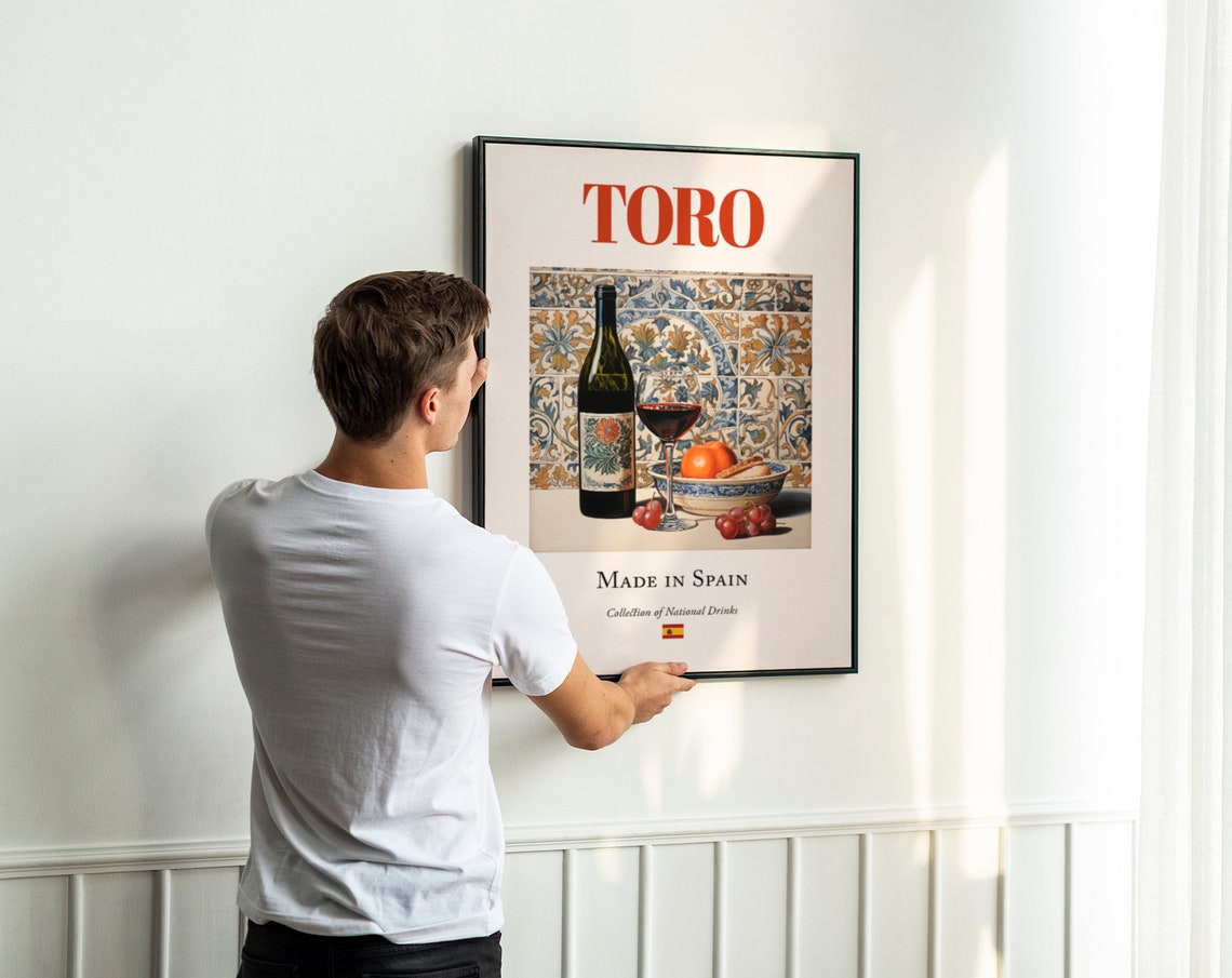 Toro Wine on Maiolica Tile, Zamora Drink Poster - Image 3