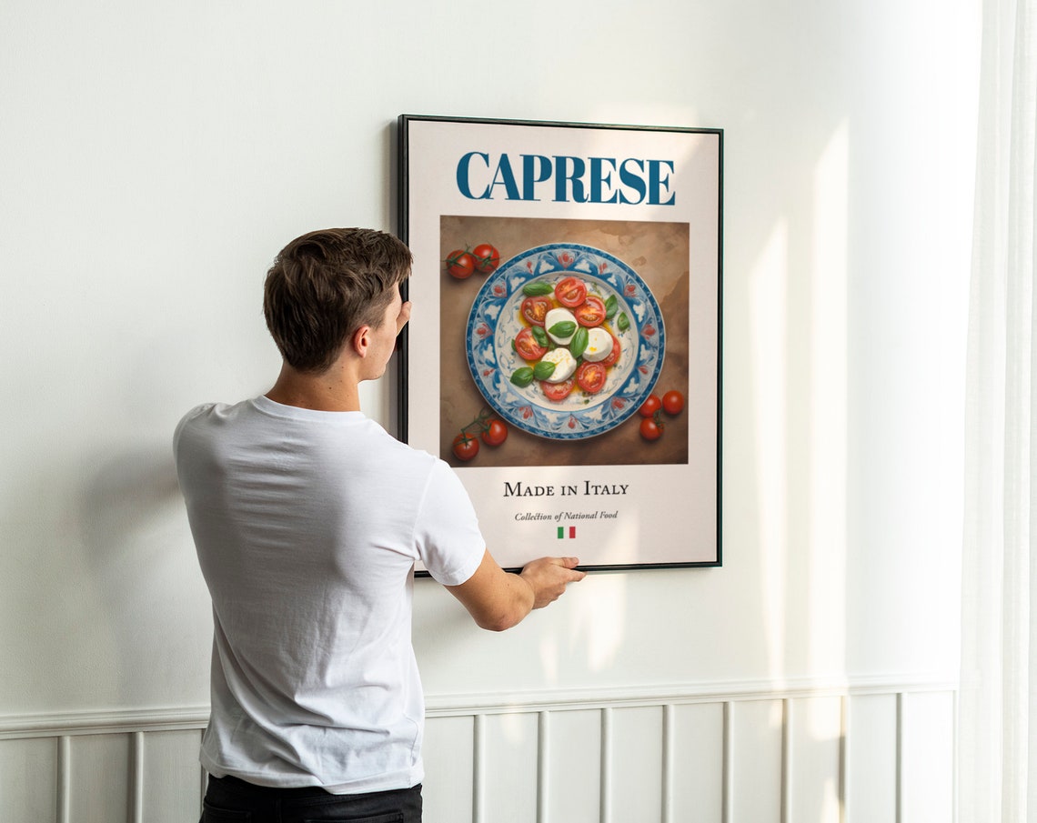 Caprese Salad on Maiolica Tile Plate, Food Art Print - Image 3