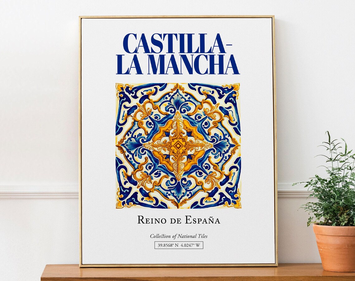 Castilla-La Mancha Spain Folk Tile Poster Print