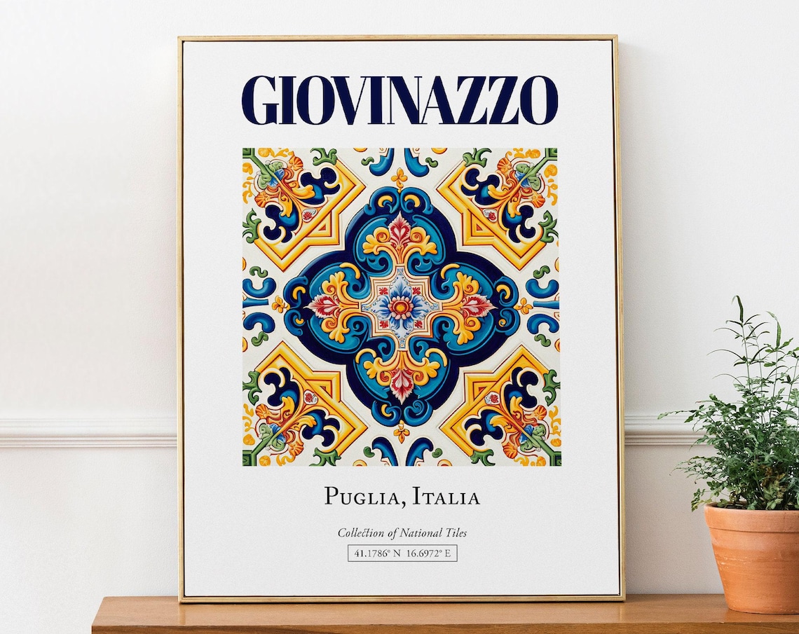 Giovinazzo Puglia Italy Maiolica Tile Travel Poster