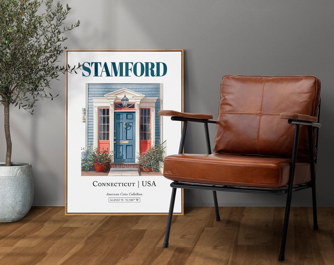 Stamford Connecticut USA Minimalist Watercolor Poster