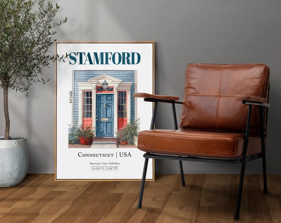 Stamford Connecticut USA Minimalist Watercolor Poster
