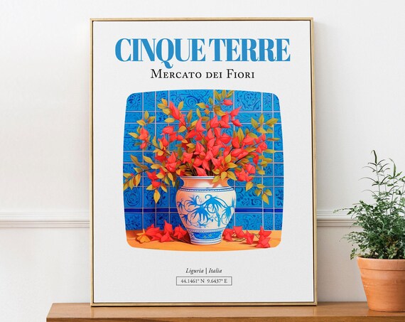 Cinque Terre Liguria Italia Mercato Dei Fiori Travel Poster