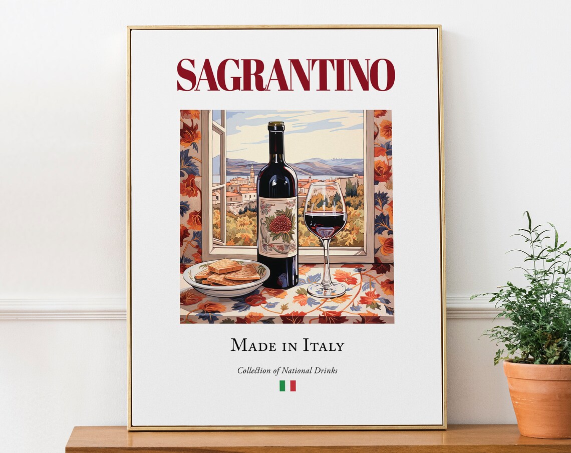 Sagrantino On Maiolica Tile, Italian Drink Poster