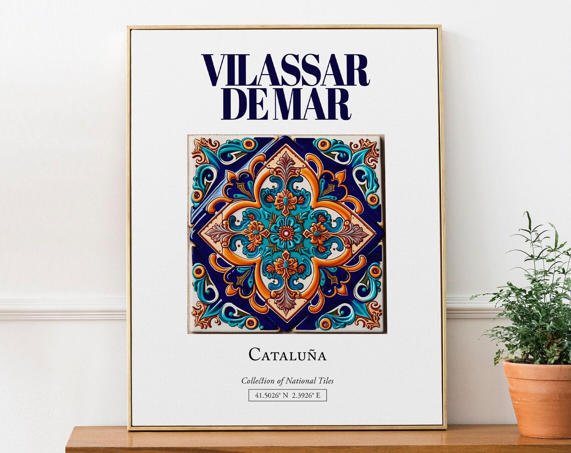 Vilassar De Mar Catalonia Spain Folk Tile Travel Poster