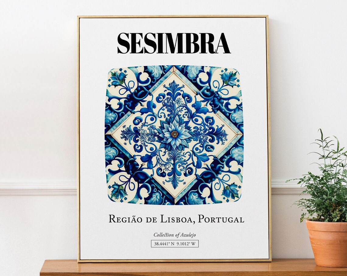 Sesimbra, Portugal Traditional Tile Pattern Poster