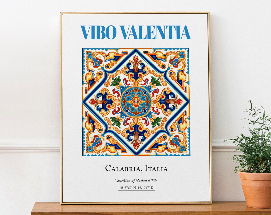 Vibo Valentia Calabria Italy Folk Maiolica Travel Poster